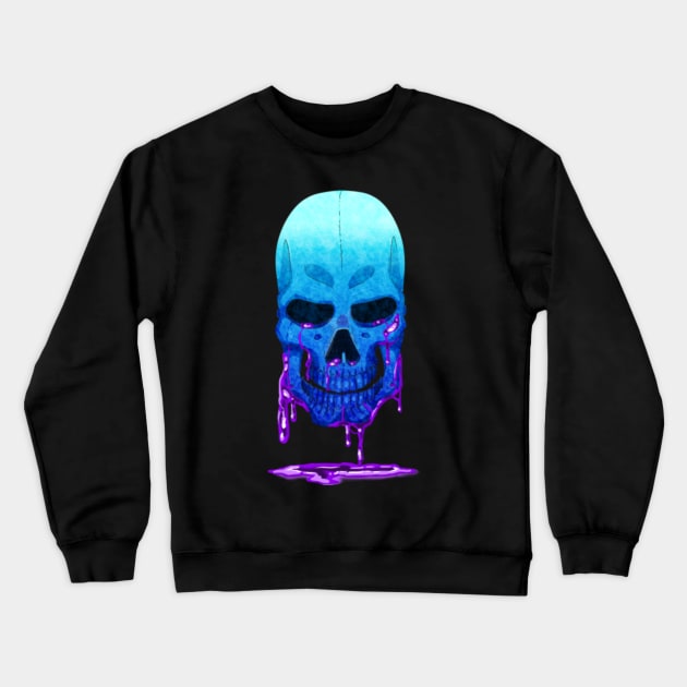 Niche Skull Island Mod Art  Blue Skull 02 Crewneck Sweatshirt by LailaLittlerwm